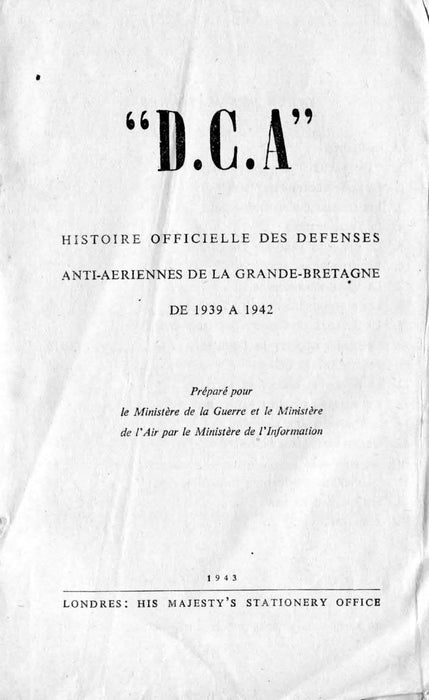 DCA - História Oficial das Defesas Anti-Aéreas Britânicas de 1942