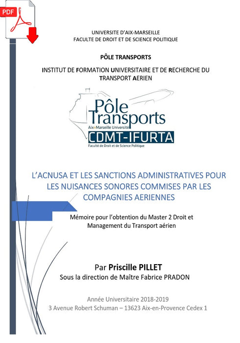 Pillet, Priscille – ACNUSA and sanctions against airline noise (2019)