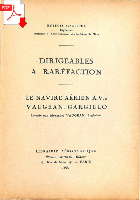 Garuffa, Egidio - Le Dirigeable à raréfaction (1921)