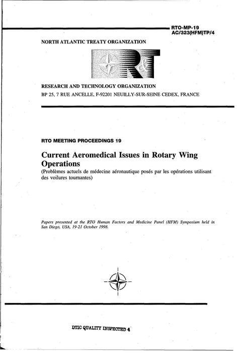 OTAN/NATO - Problemi attuali della medicina aeronautica posti dalle operazioni ad ali rotanti (1998)